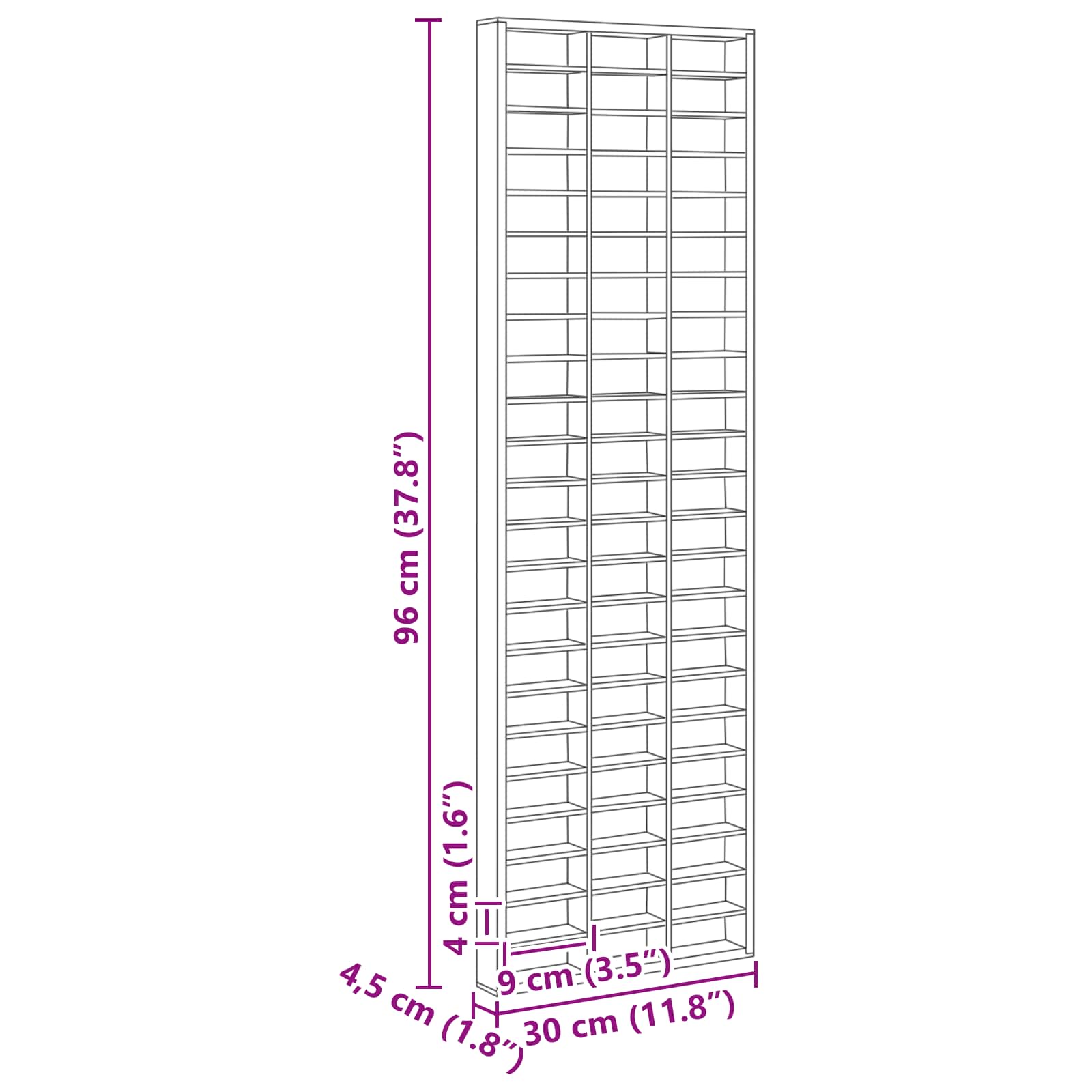 Custodia per Esposizione Marrone 30 x 4.5 x 96 cm 42015613
