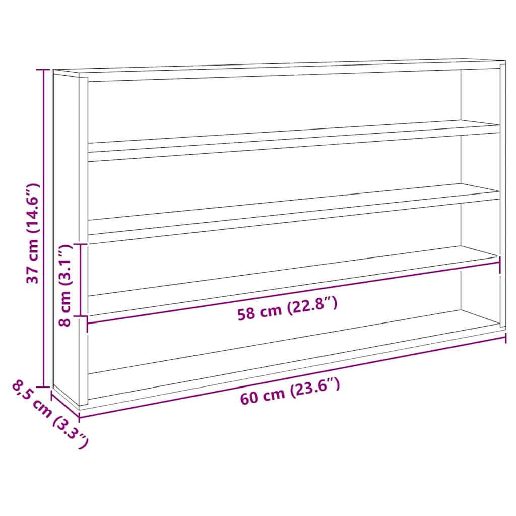 vidaXL Scatola Espositiva in Legno Marrone 60 x 8,5 x 37 cm