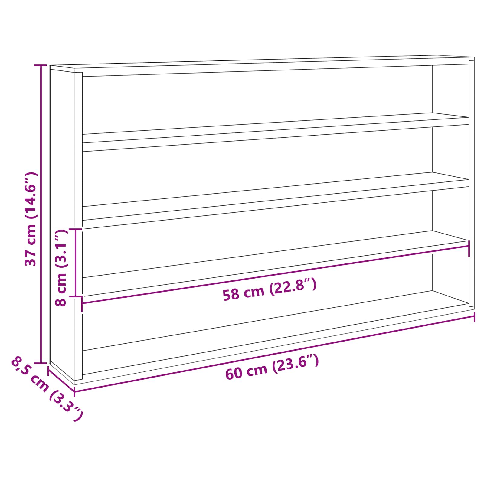 Scatola Espositiva in Legno Marrone 60 x 8,5 x 37 cm 42015617