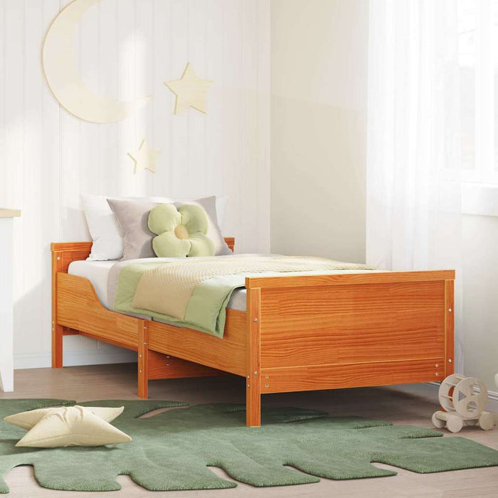 vidaXL Letto Estensibile per Bambini Cera marrone 80 x 130 / 165 / 200 cm