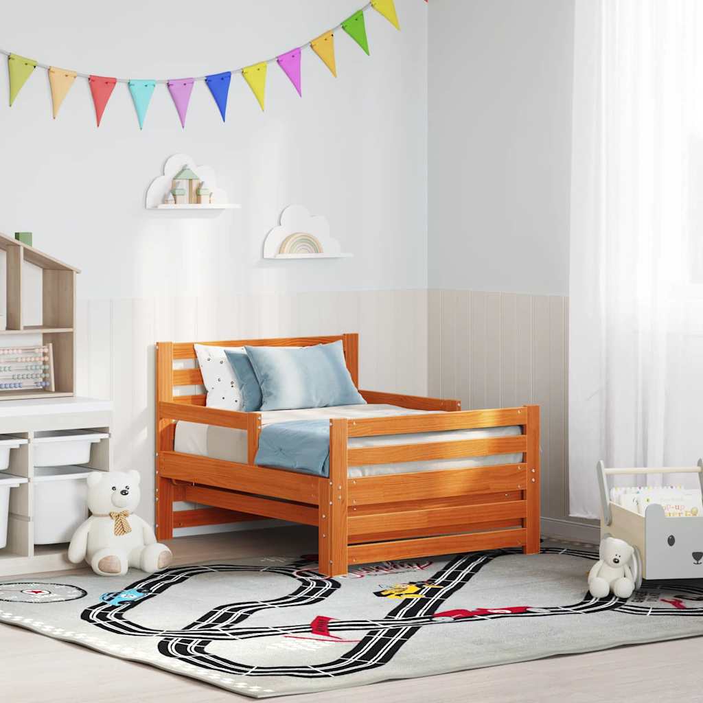 vidaXL Letto Estensibile per Bambini Cera marrone 80 x 130 / 165 / 200 cm