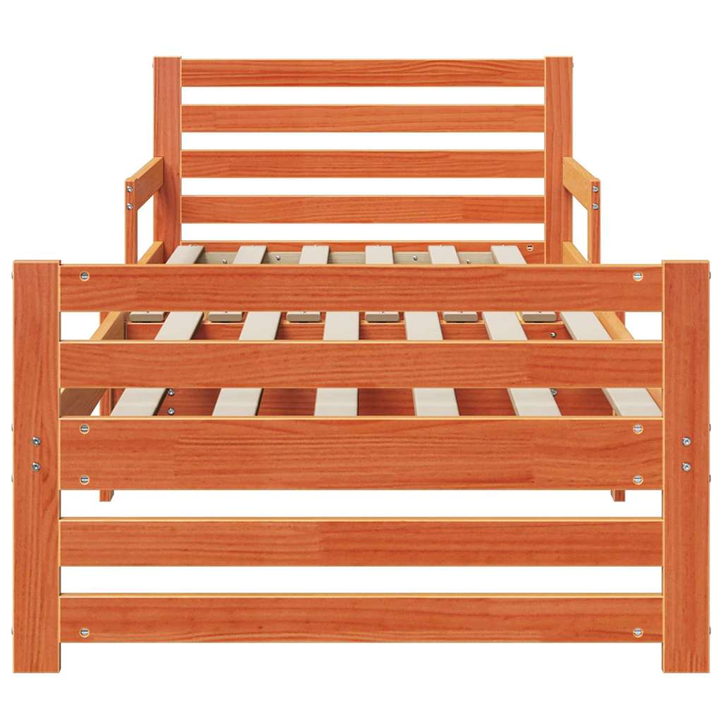 vidaXL Letto Estensibile per Bambini Cera marrone 80 x 130 / 165 / 200 cm