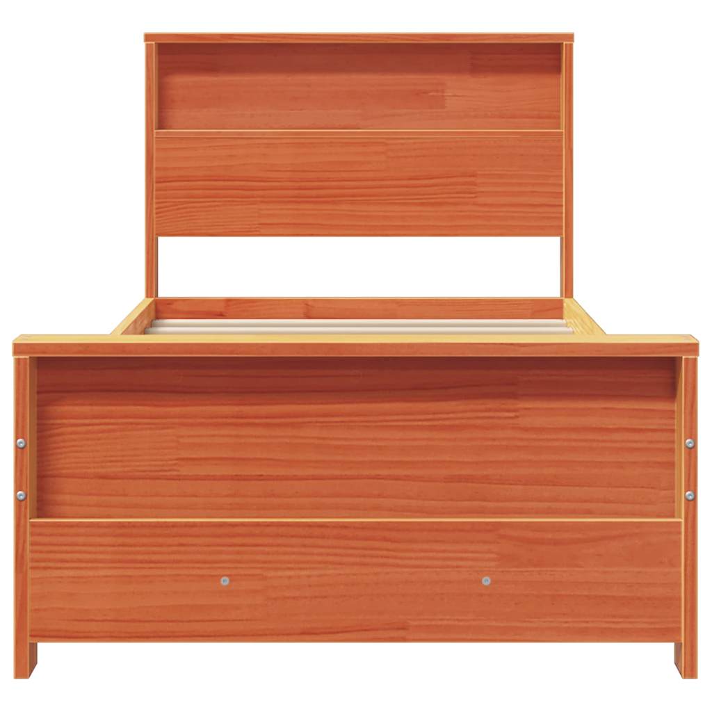 Struttura del letto con testiera Cera marrone 100 x 200 cm 877232