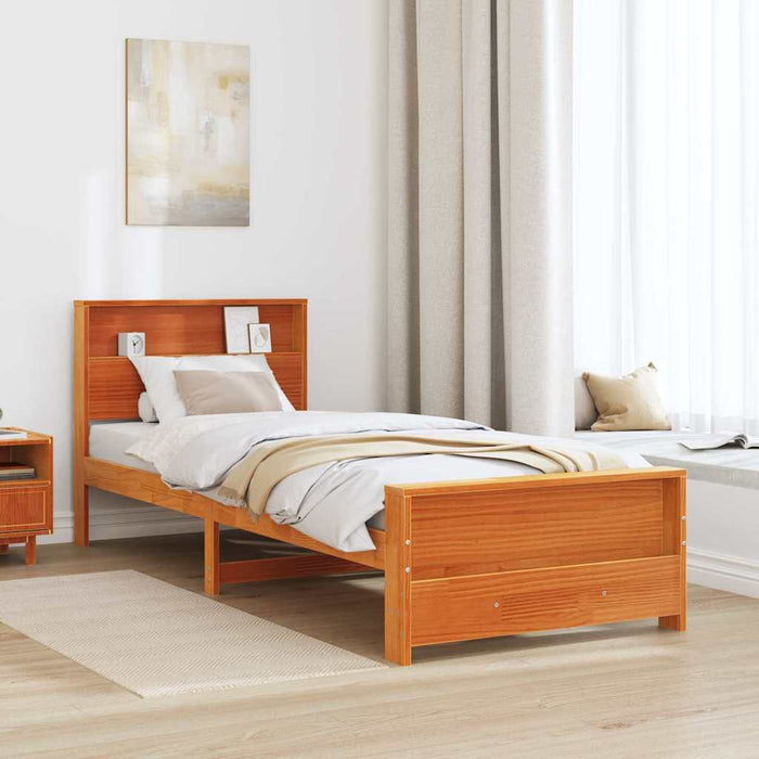 Struttura del letto con testiera Cera marrone 90 x 200 cm 877235