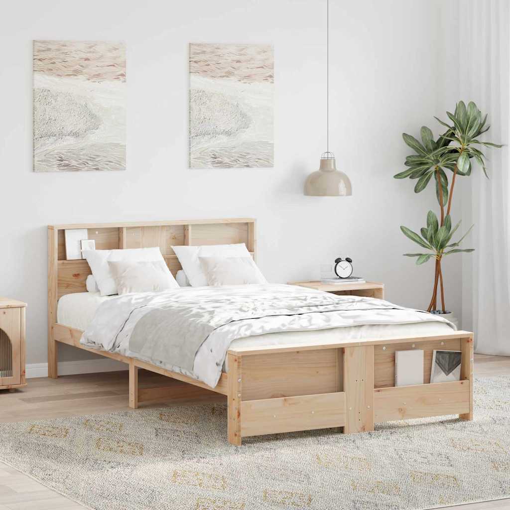 vidaXL Struttura del letto Marrone 135 x 190 cm Legno di pino massello