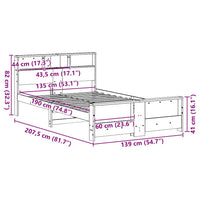Struttura del letto con testiera Cera marrone 135 x 190 cm 877244