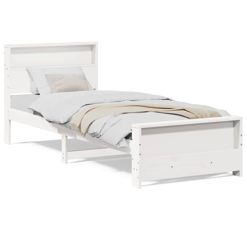 vidaXL Struttura del letto Bianco 90 x 190 cm Legno di pino massello
