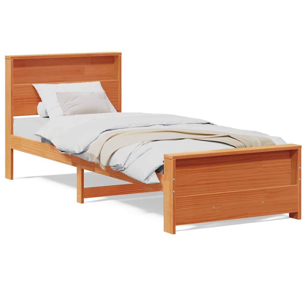 vidaXL Struttura del letto con testiera Cera marrone 90 x 190 cm