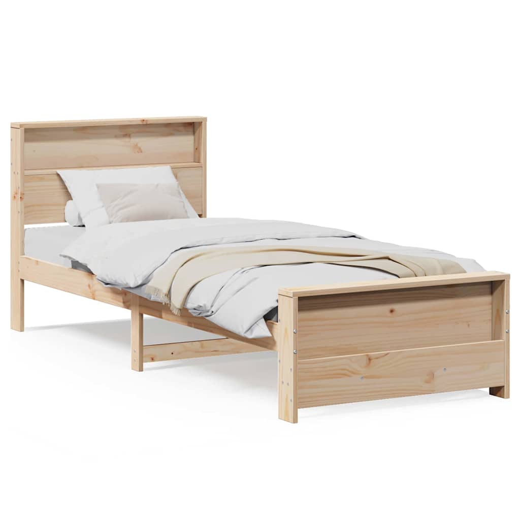 vidaXL Struttura del letto Marrone 75 x 190 cm Legno di pino massello