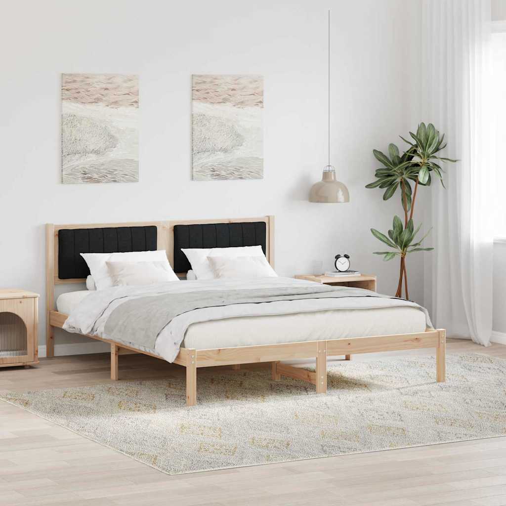 Letto con Testiera Rivestita Nero 150 x 200 cm Tessuto 878251