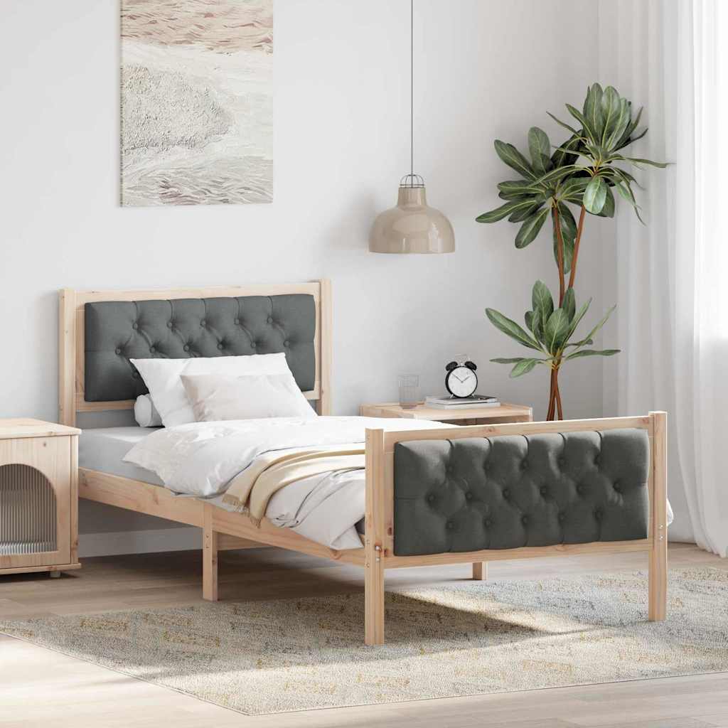 Struttura del letto Grigio scuro 90 x 200 cm Tessuto 878425