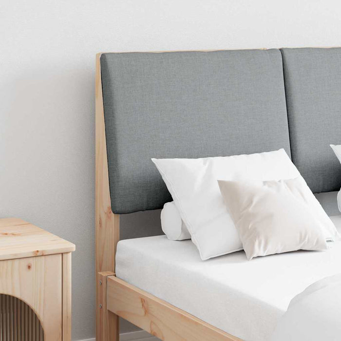 Testiera imbottita-Testiera con Cuscini-Testata Grigio chiaro 120 cm Pino massello 782623