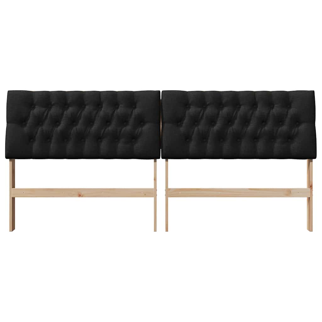 Testiera imbottita Nero 200 cm Pino massello 879321