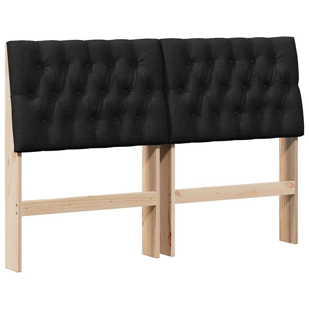 Testiera imbottita Nero 150 cm Pino massello 879336