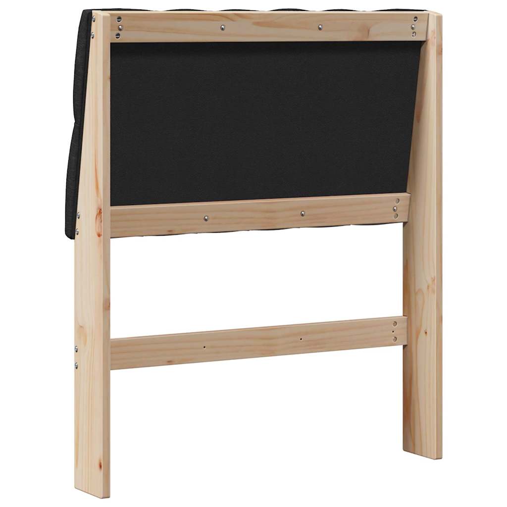 Testiera imbottita Nero 75 cm Pino massello 879371