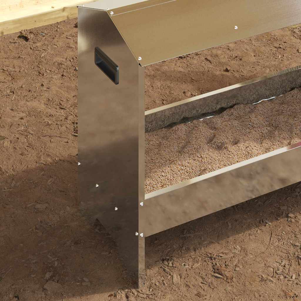Mangiatoia per polli Argento 81 x 32 x 53,5 cm Acciaio zincato 874620