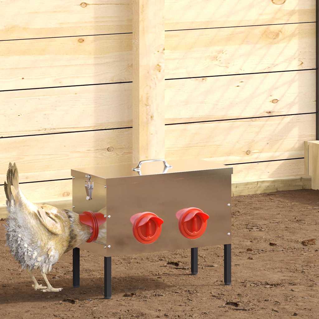 Feeder per pollo Argento 41,5 x 20,5 x 33 cm Acciaio zincato 874656
