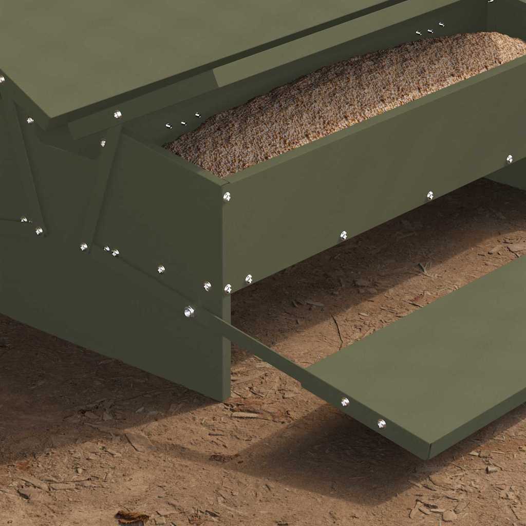 Mangiatore a Pedale per Pollo Verde oliva 75 x 53 x 20,5 cm 874676