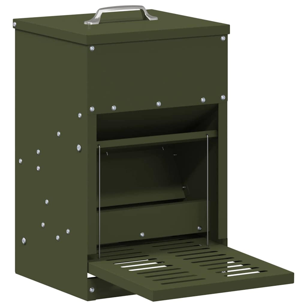 Mangiatore a Pedale per Pollo Verde oliva 25 x 42 x 40 cm 874688