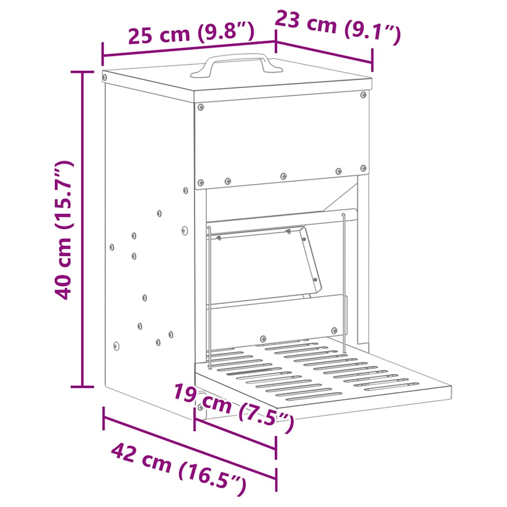 Mangiatore a Pedale per Pollo Verde oliva 25 x 42 x 40 cm 874688