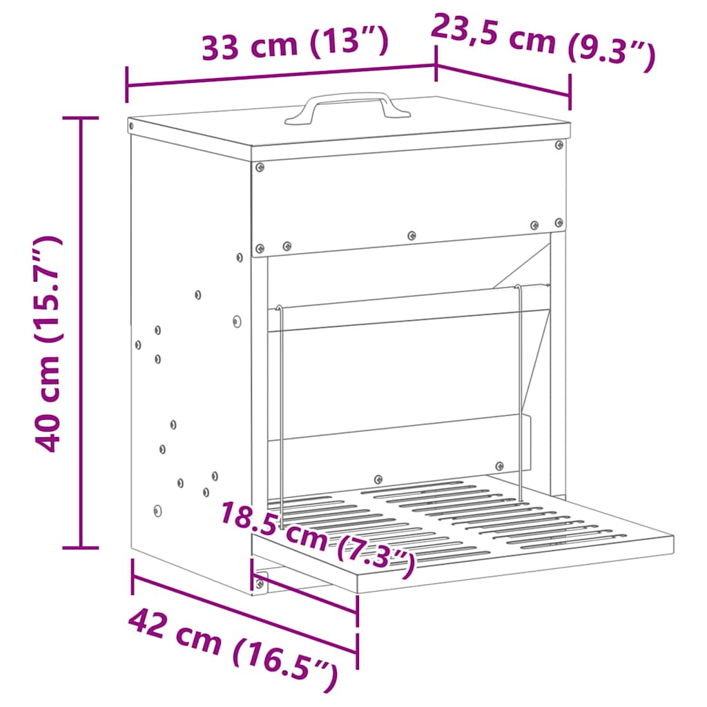 Mangiatore a Pedale per Pollo Nero 25 x 42 x 40 cm 874690