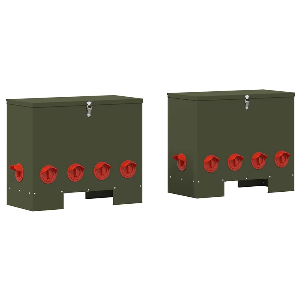 Feeder per pollo 2 pcs Verde oliva 60.5 x 29 x 51 cm 879979