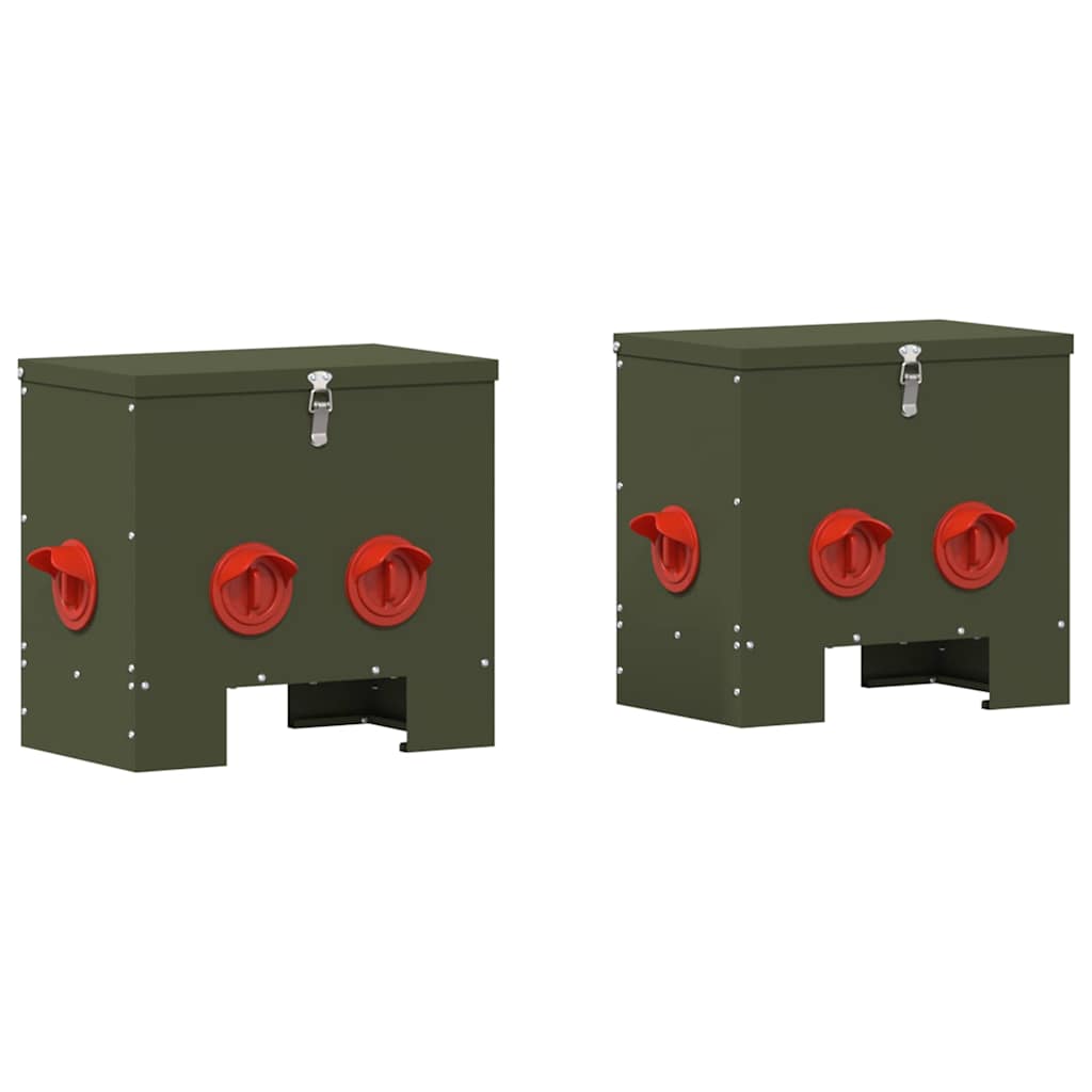 Feeder per pollo 2 pcs Verde oliva 60.5 x 29 x 51 cm 879985