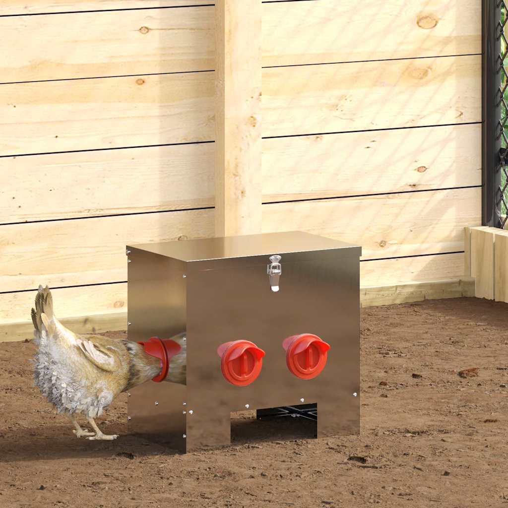Feeder per pollo 2 pcs Argento 60.5 x 29 x 51 cm 879986