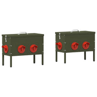 Feeder per pollo 2 pcs Verde oliva 41,5 x 20,5 x 33 cm 879988