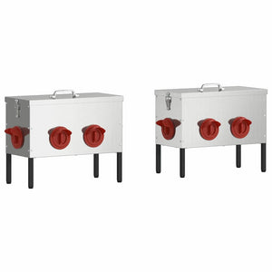 Feeder per pollo 2 pcs Argento 41,5 x 20,5 x 33 cm 879989