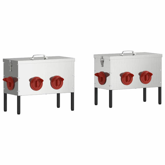 Feeder per pollo 2 pcs Argento 41,5 x 20,5 x 33 cm 879989