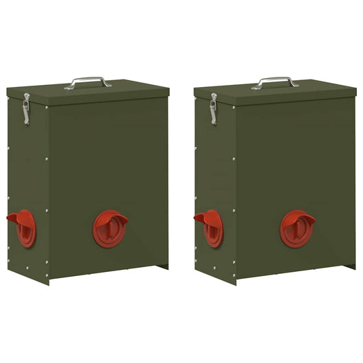 Feeder per pollo 2 pcs Verde oliva 32,5 x 20,5 x 43 cm 879991
