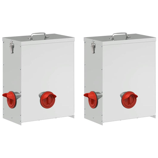 Feeder per pollo 2 pcs Argento 32,5 x 20,5 x 43 cm 879992