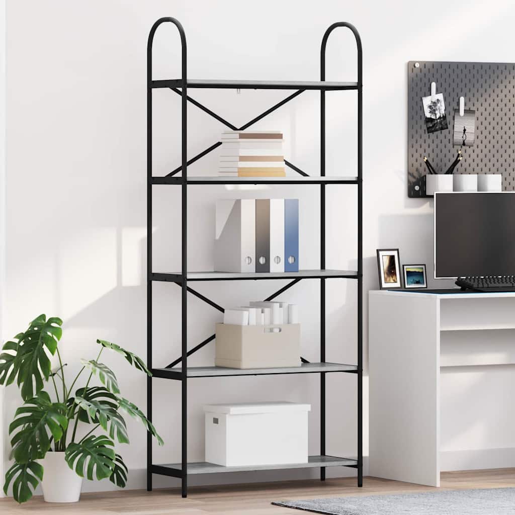 Libreria-Scaffale per Libri-Mobile di Stoccaggio Grigio Sonoma 80 x 30 x 183 cm Legno multistrato 987938