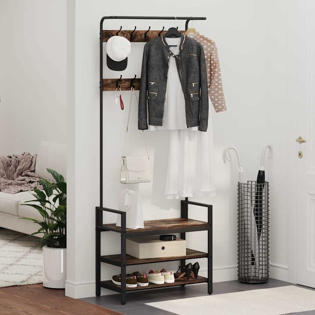 Appendiabiti Rovere fumo 75 x 34 x 184 cm Legno multistrato 879955