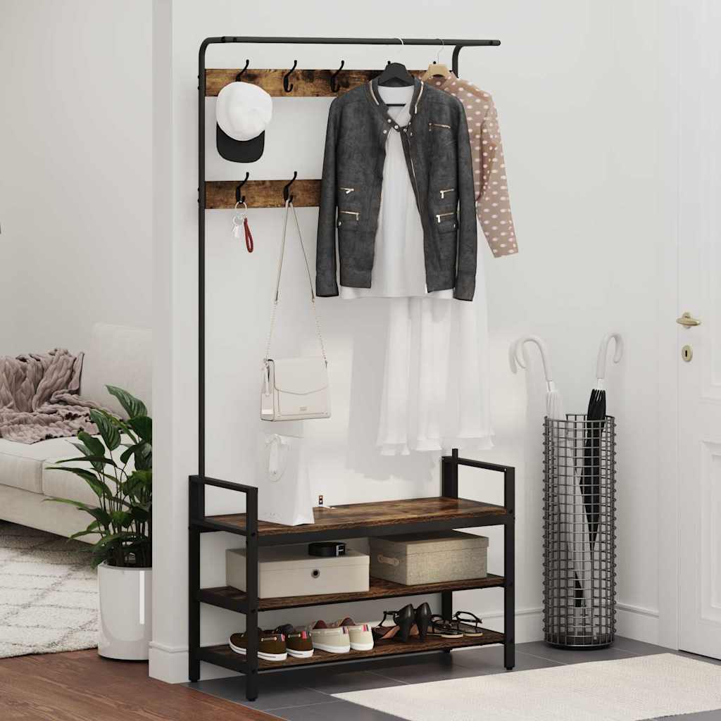 Appendiabiti Rovere fumo 95 x 34 x 184 cm Legno multistrato 879961