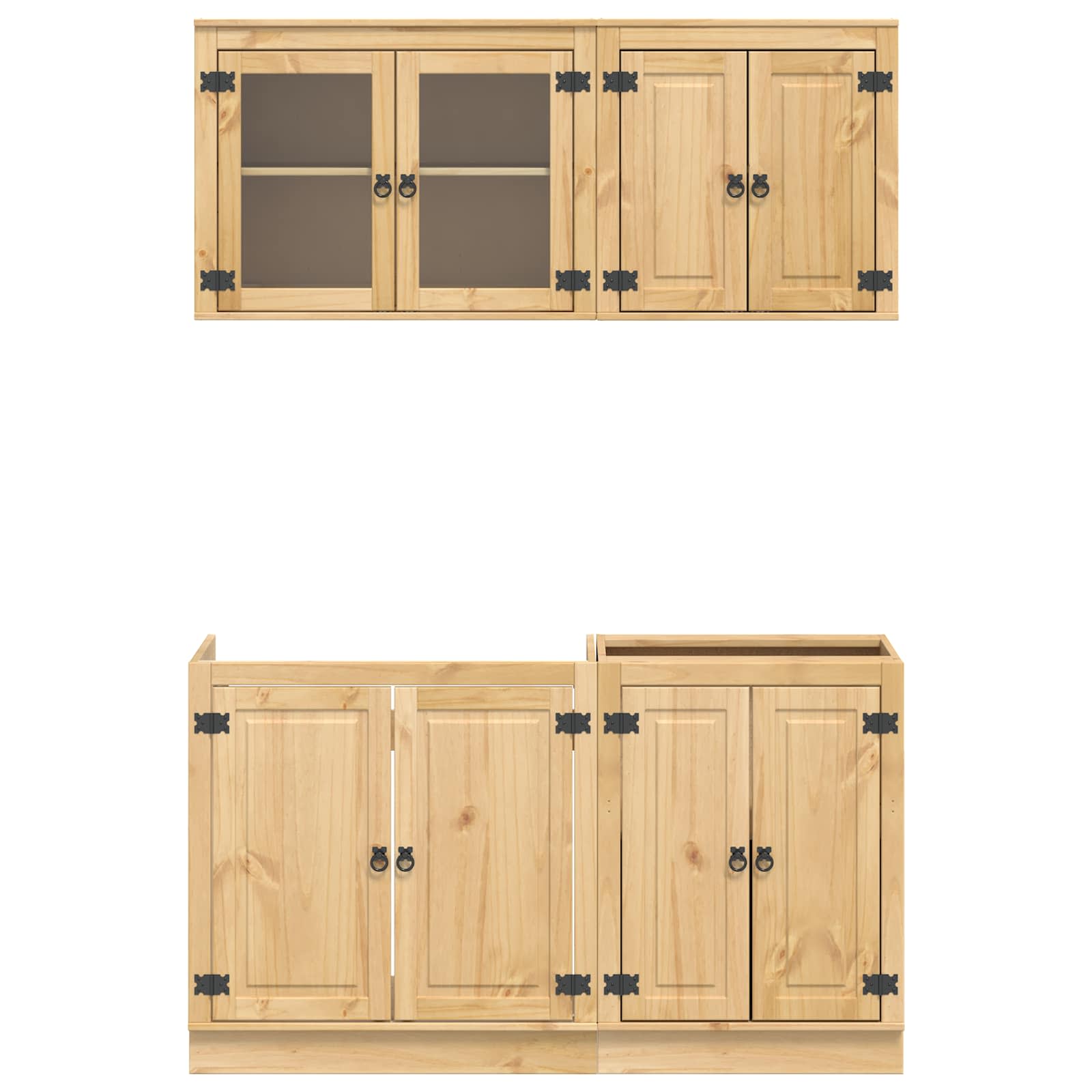 Armadietto con lo scaffale con porta 4 pcs Miele Pino massello 3392645