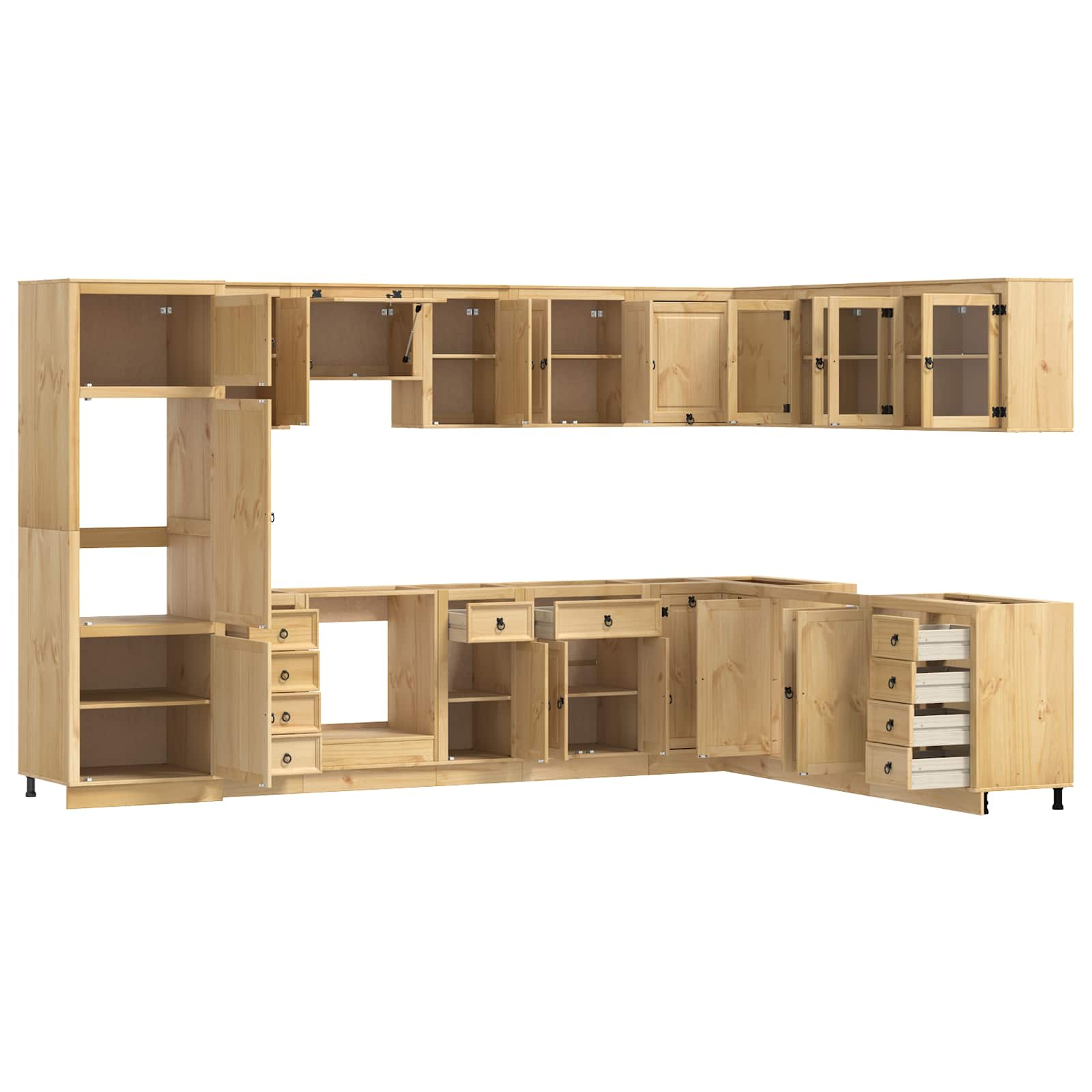 Armadietto con cassetto con lo scaffale con porta Pino massello 3392646