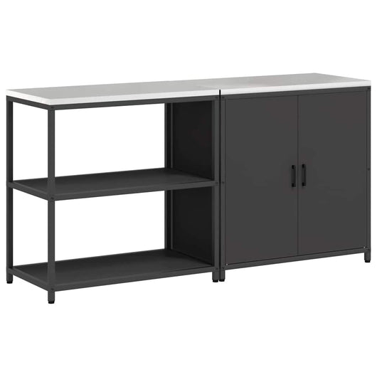 Set di Stoccaggio per Cucina con lo scaffale 2 pz-Armadietto Cucina-Armadietto Cucina Nero Acciaio 286990