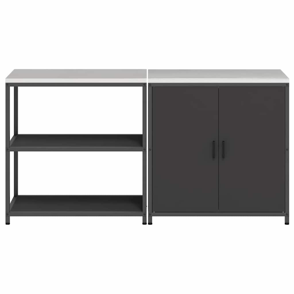 vidaXL Set di Stoccaggio per Cucina 2 pcs Nero 180 x 50 x 92 cm