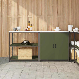 vidaXL Set di Stoccaggio per Cucina 2 pcs Verde oliva 180 x 50 x 92 cm