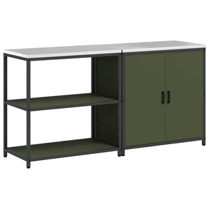 vidaXL Set di Stoccaggio per Cucina 2 pcs Verde oliva 180 x 50 x 92 cm