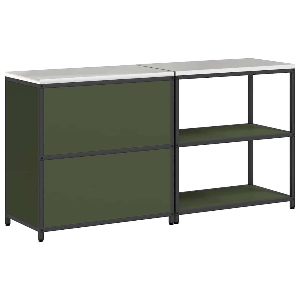vidaXL Set di Stoccaggio per Cucina 2 pcs Verde oliva 180 x 50 x 92 cm