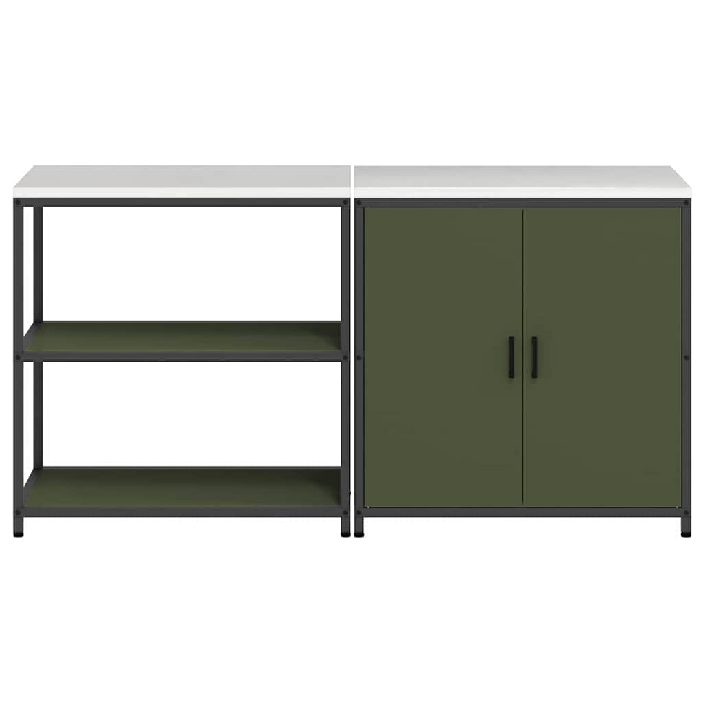 vidaXL Set di Stoccaggio per Cucina 2 pcs Verde oliva 180 x 50 x 92 cm