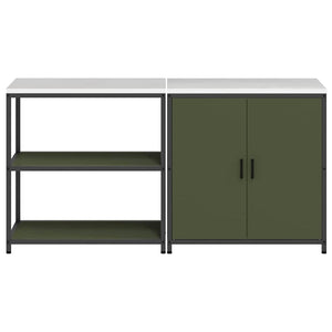vidaXL Set di Stoccaggio per Cucina 2 pcs Verde oliva 180 x 50 x 92 cm