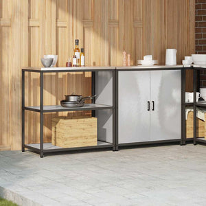 vidaXL Set di Stoccaggio per Cucina 2 pcs Argento 180 x 50 x 92 cm