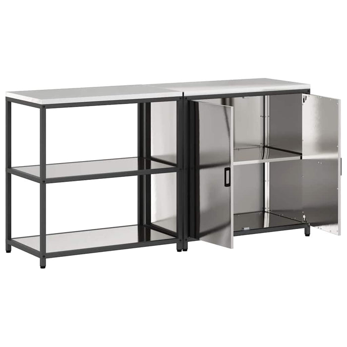 vidaXL Set di Stoccaggio per Cucina 2 pcs Argento 180 x 50 x 92 cm