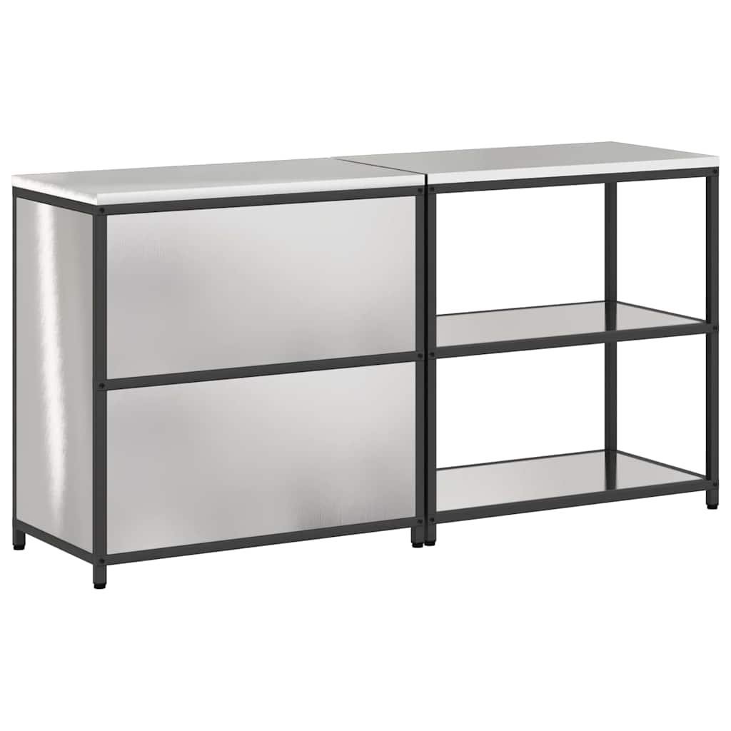 vidaXL Set di Stoccaggio per Cucina 2 pcs Argento 180 x 50 x 92 cm
