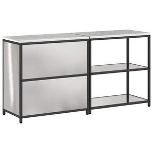 vidaXL Set di Stoccaggio per Cucina 2 pcs Argento 180 x 50 x 92 cm