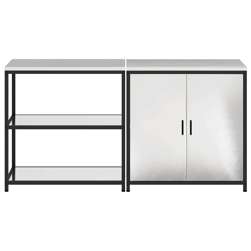 vidaXL Set di Stoccaggio per Cucina 2 pcs Argento 180 x 50 x 92 cm